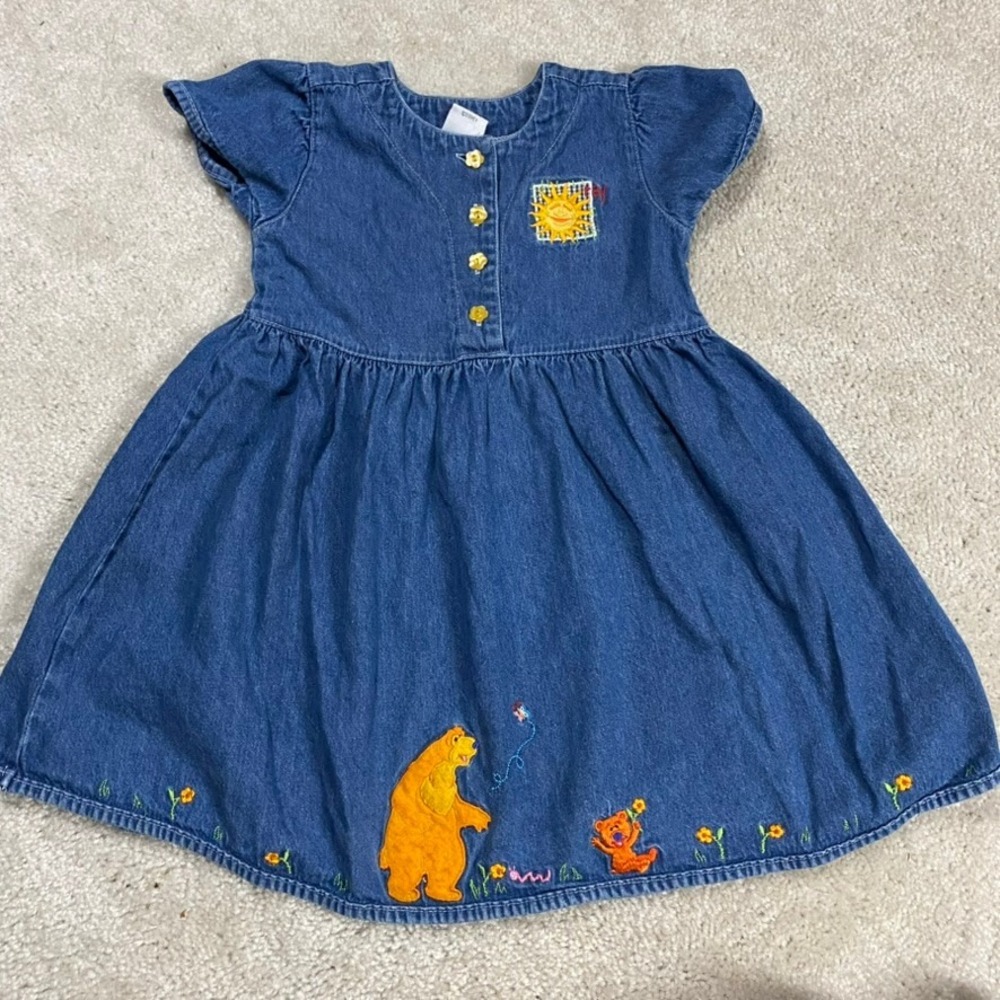 VTG Disney Store Bear in the Big Blue House Denim Dress Girls 3T Embroidered